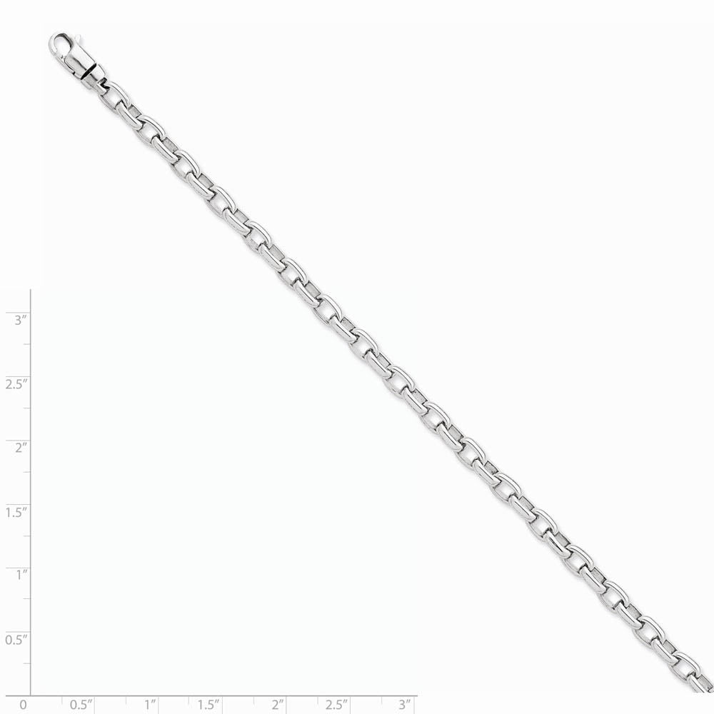 Alternate view of the 5mm 14k White Gold Solid Oval Link Chain Bracelet by The Black Bow Jewelry Co.