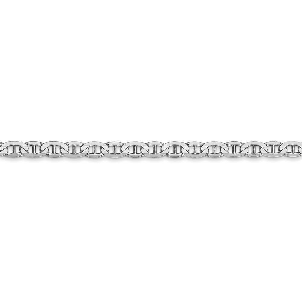 Alternate view of the 3mm Solid Concave Anchor Chain Bracelet in 14k White Gold by The Black Bow Jewelry Co.