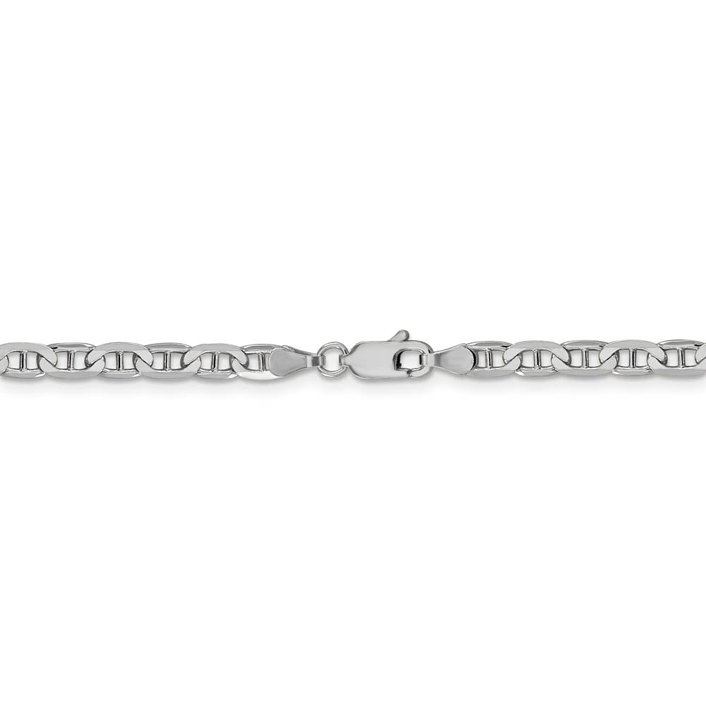 Alternate view of the 3.75mm Solid Concave Anchor Chain Bracelet in 14k White Gold by The Black Bow Jewelry Co.