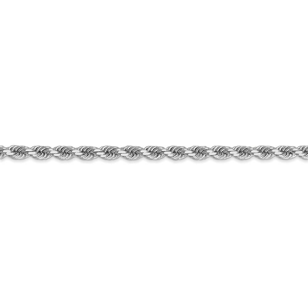 Alternate view of the 3.5mm 14k White Gold Diamond Cut Solid Rope Chain Bracelet by The Black Bow Jewelry Co.