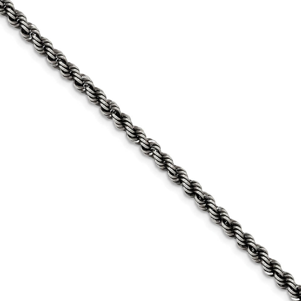 4mm Two Tone Sterling Silver Solid Rope Chain Bracelet, Item B12977 by The Black Bow Jewelry Co.