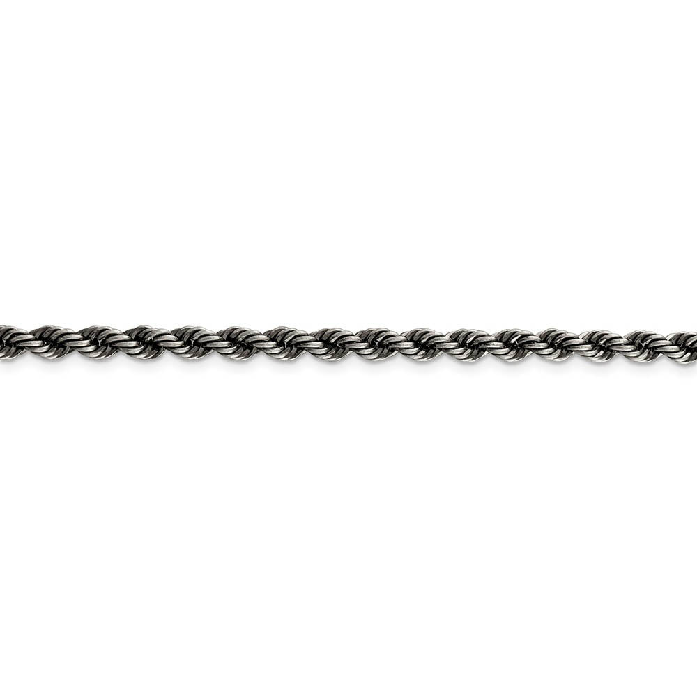 Alternate view of the 4mm Two Tone Sterling Silver Solid Rope Chain Bracelet by The Black Bow Jewelry Co.