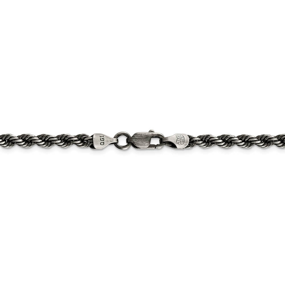 Alternate view of the 4mm Two Tone Sterling Silver Solid Rope Chain Bracelet by The Black Bow Jewelry Co.