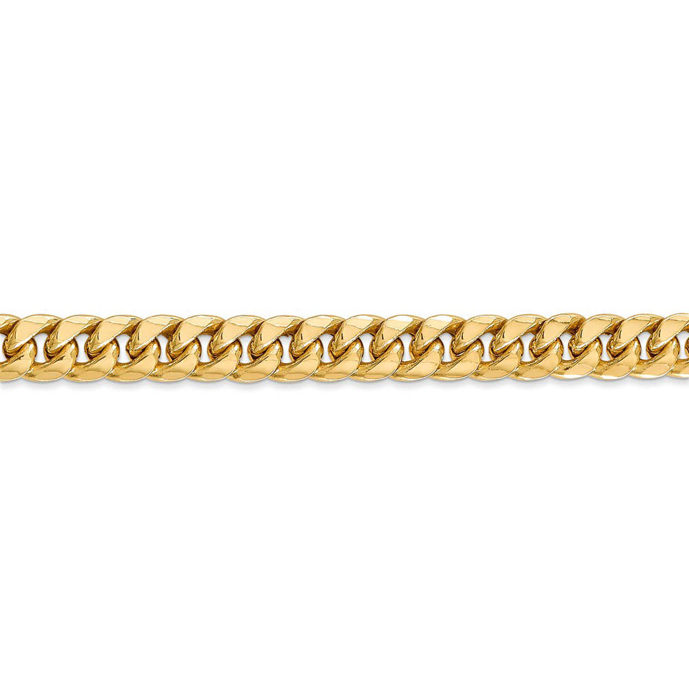 Alternate view of the 6.75mm 14k Yellow Gold Cuban Curb Chain Bracelet by The Black Bow Jewelry Co.