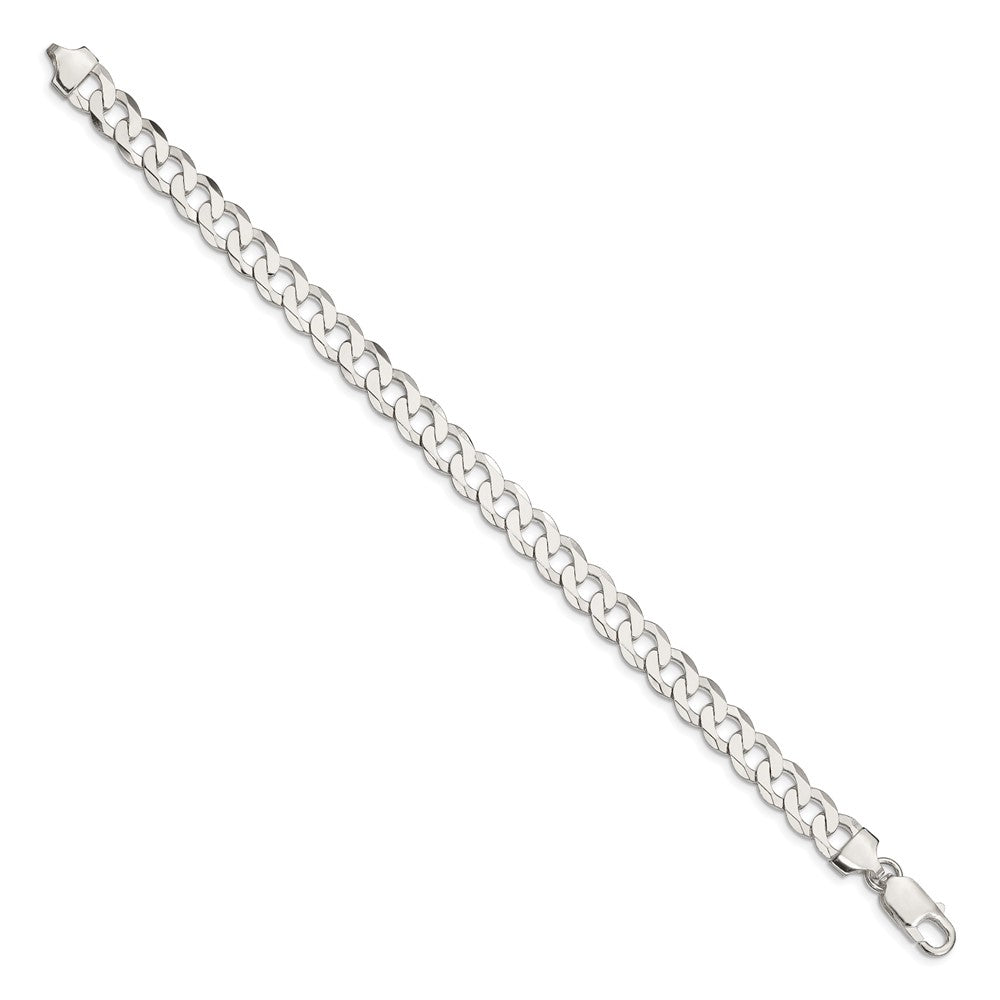 Alternate view of the 8mm Sterling Silver Solid Flat Curb Chain Bracelet by The Black Bow Jewelry Co.