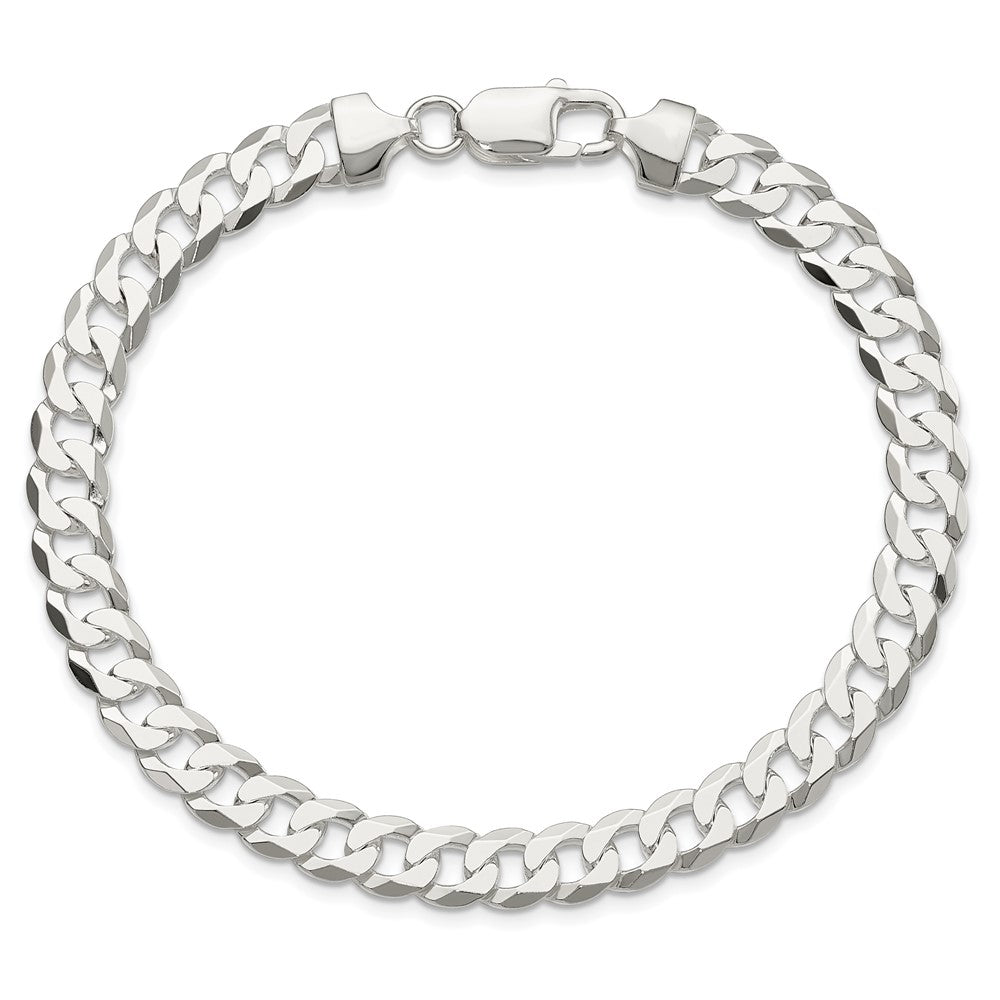 Alternate view of the 8mm Sterling Silver Solid Flat Curb Chain Bracelet by The Black Bow Jewelry Co.