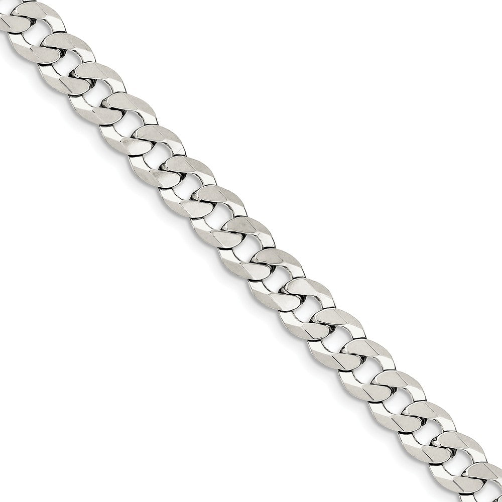 8.5mm Sterling Silver Solid Flat Curb Chain Bracelet