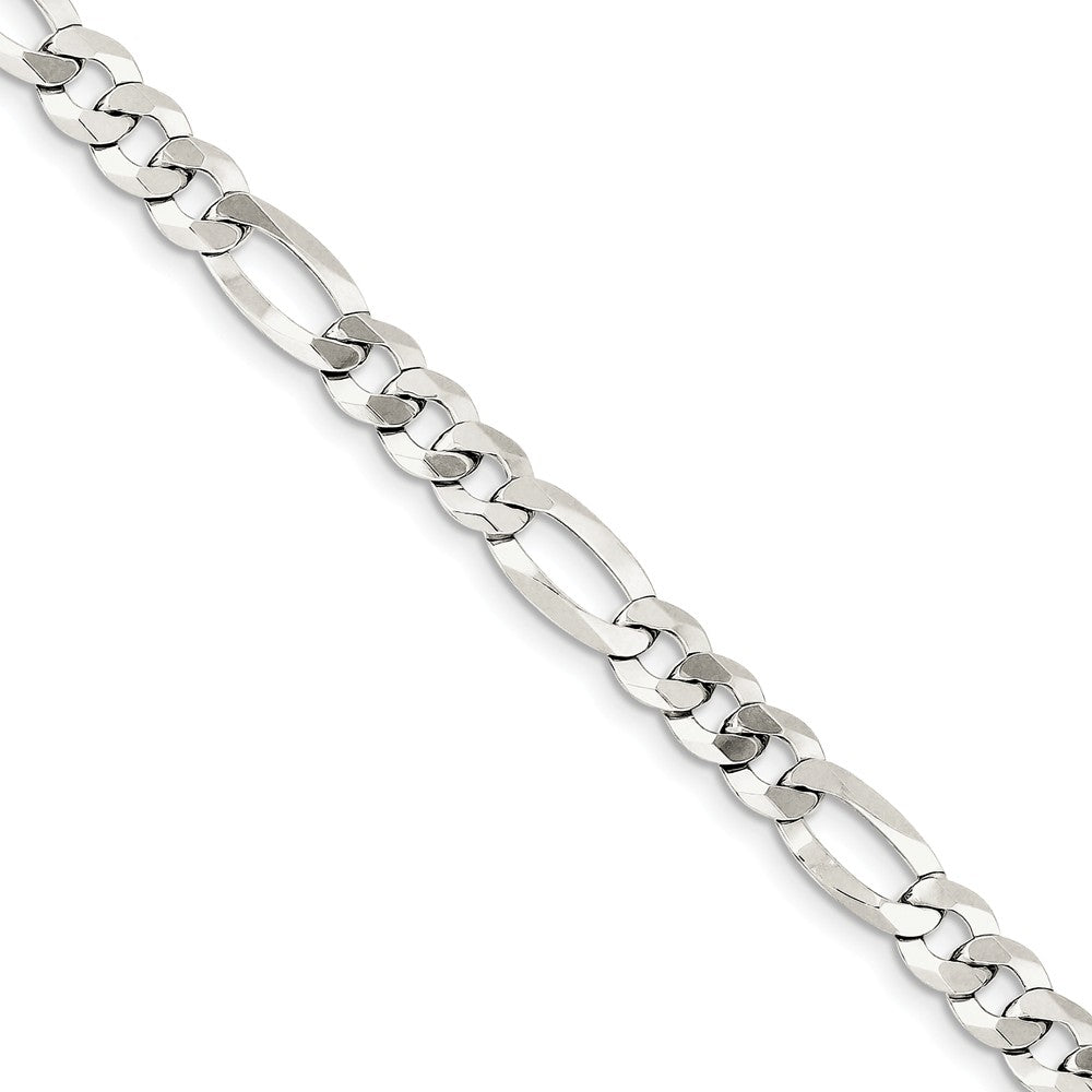 7mm Sterling Silver Flat Figaro Chain Bracelet, Item B13006 by The Black Bow Jewelry Co.