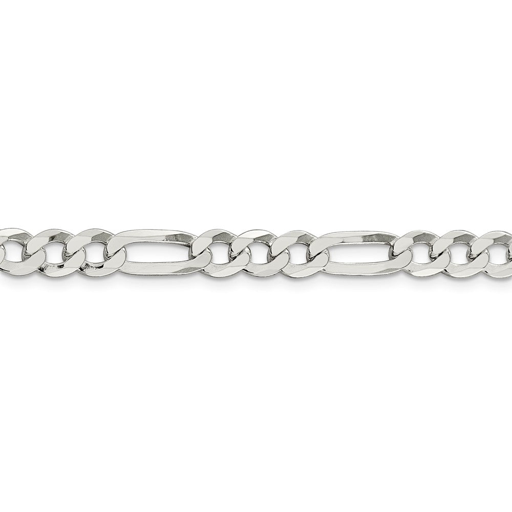 Alternate view of the 7mm Sterling Silver Flat Figaro Chain Bracelet by The Black Bow Jewelry Co.