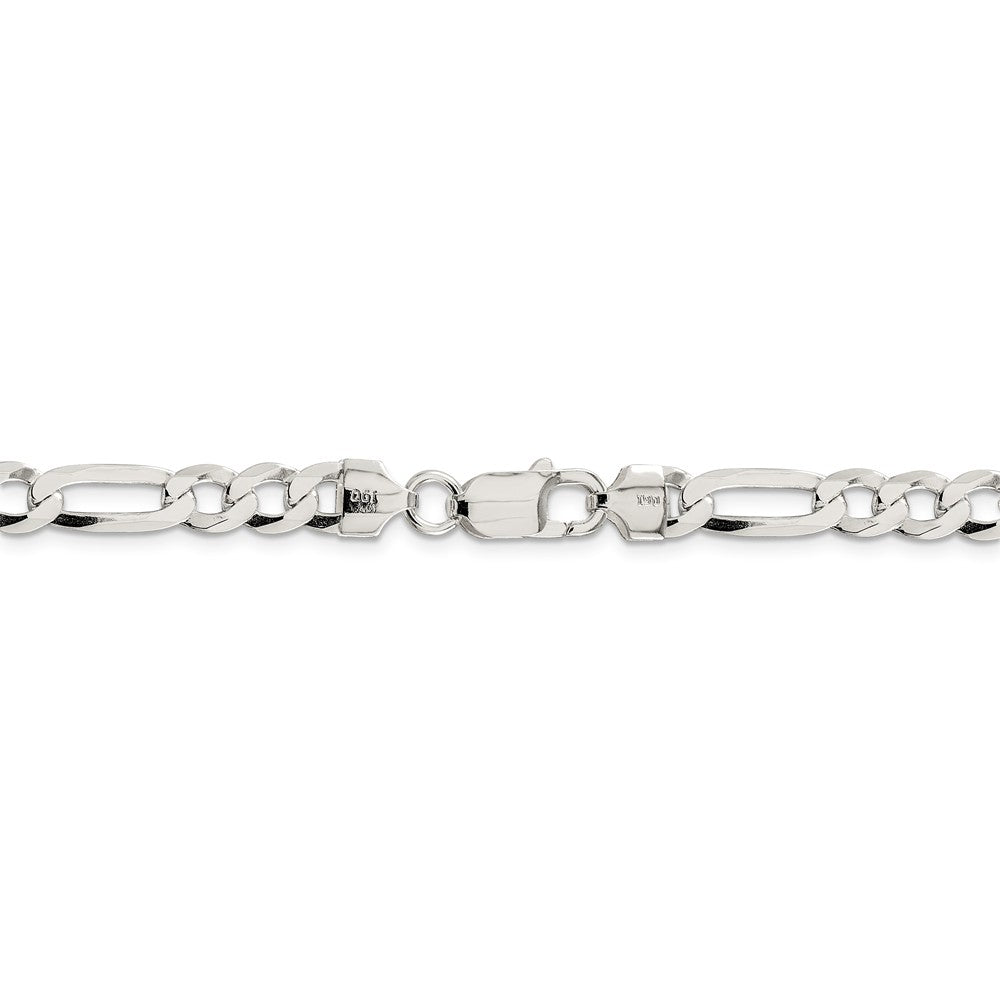 Alternate view of the 7mm Sterling Silver Flat Figaro Chain Bracelet by The Black Bow Jewelry Co.