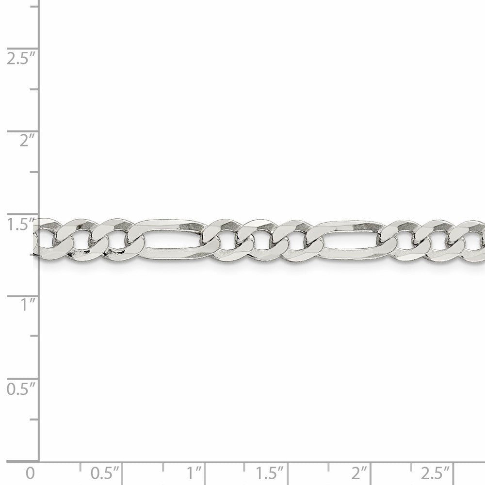 Alternate view of the 7mm Sterling Silver Flat Figaro Chain Bracelet by The Black Bow Jewelry Co.