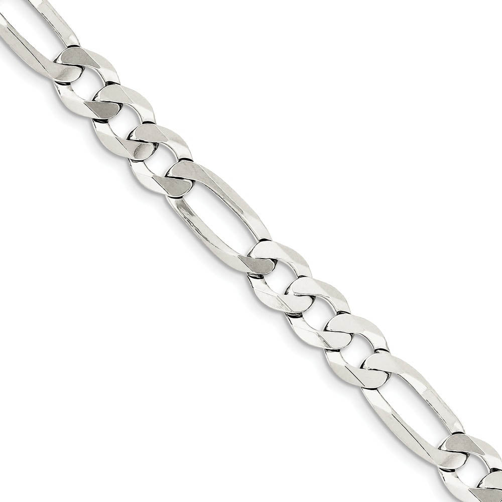9.5mm Sterling Silver Flat Figaro Chain Bracelet
