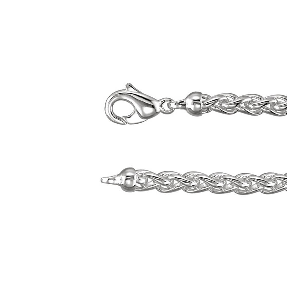 Alternate view of the Sterling Silver 6mm Solid Wheat Chain Bracelet, 7 Inch by The Black Bow Jewelry Co.