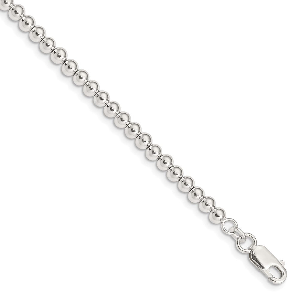 Children&#39;s Sterling Silver 4mm Polished Bead Chain Bracelet, 5-6 Inch, Item B13035 by The Black Bow Jewelry Co.