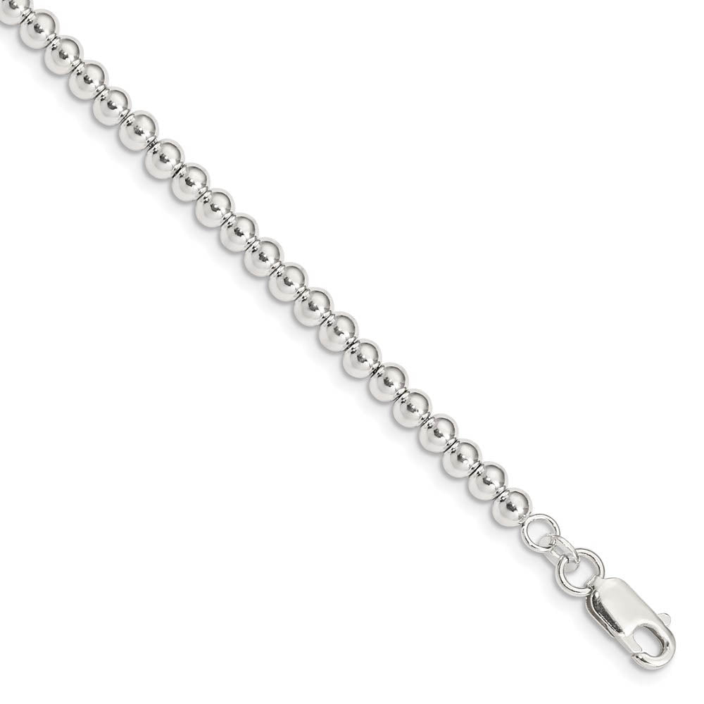 Children's Sterling Silver 4mm Polished Bead Chain Bracelet, 5-6 Inch, Item B13035 by The Black Bow Jewelry Co.