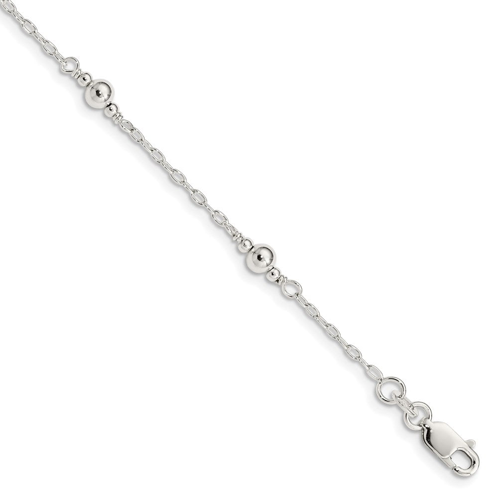 Children&#39;s Sterling Silver Fancy Bead &amp; Cable Chain Bracelet, 6 Inch, Item B13036 by The Black Bow Jewelry Co.