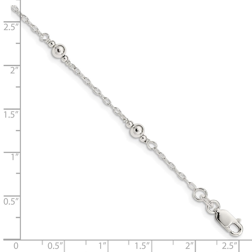 Alternate view of the Children&#39;s Sterling Silver Fancy Bead &amp; Cable Chain Bracelet, 6 Inch by The Black Bow Jewelry Co.