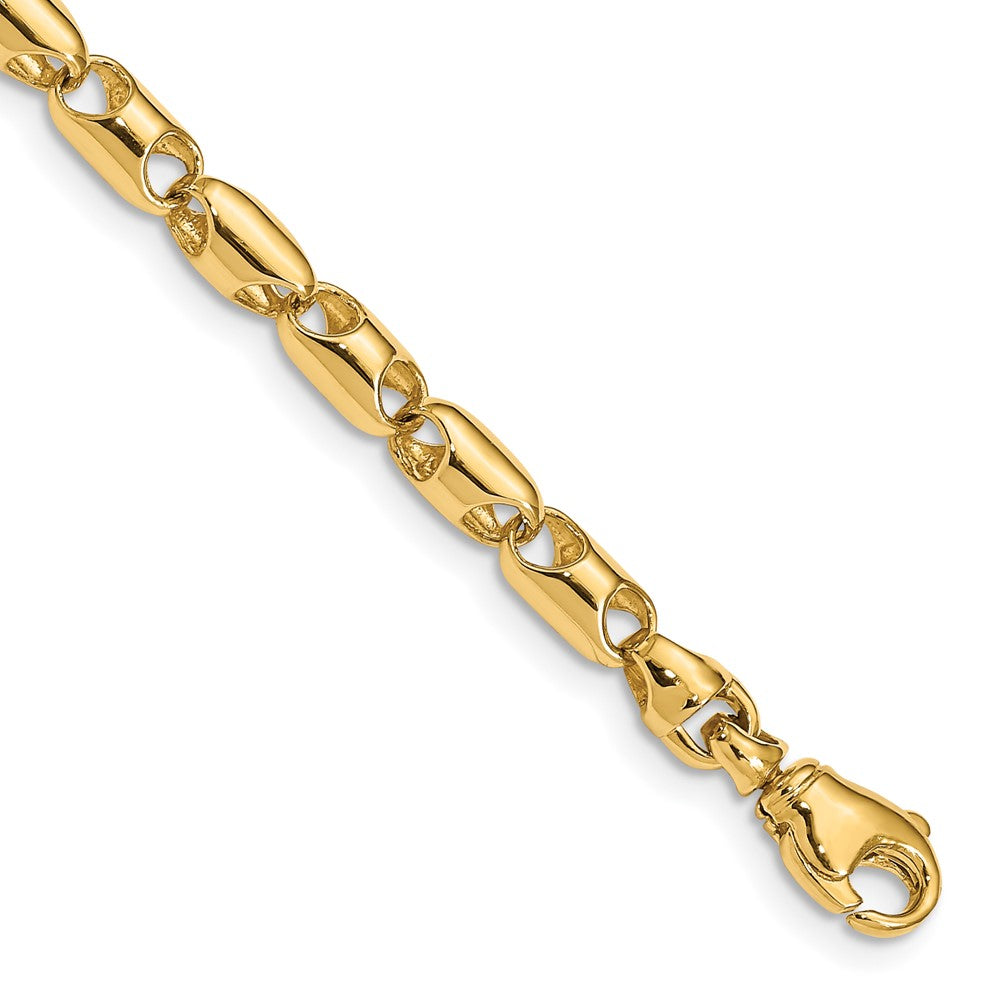 4mm 14k Yellow Gold Fancy Barrel Link Chain Bracelet, 8.5 Inch, Item B13039 by The Black Bow Jewelry Co.