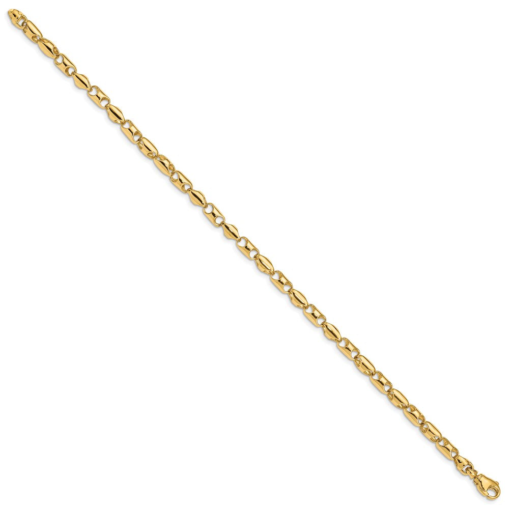 Alternate view of the 4mm 14k Yellow Gold Fancy Barrel Link Chain Bracelet, 8.5 Inch by The Black Bow Jewelry Co.