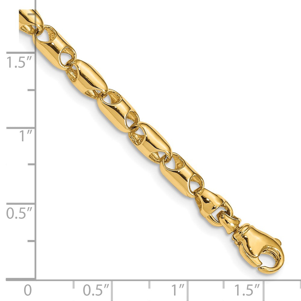 Alternate view of the 4mm 14k Yellow Gold Fancy Barrel Link Chain Bracelet, 8.5 Inch by The Black Bow Jewelry Co.