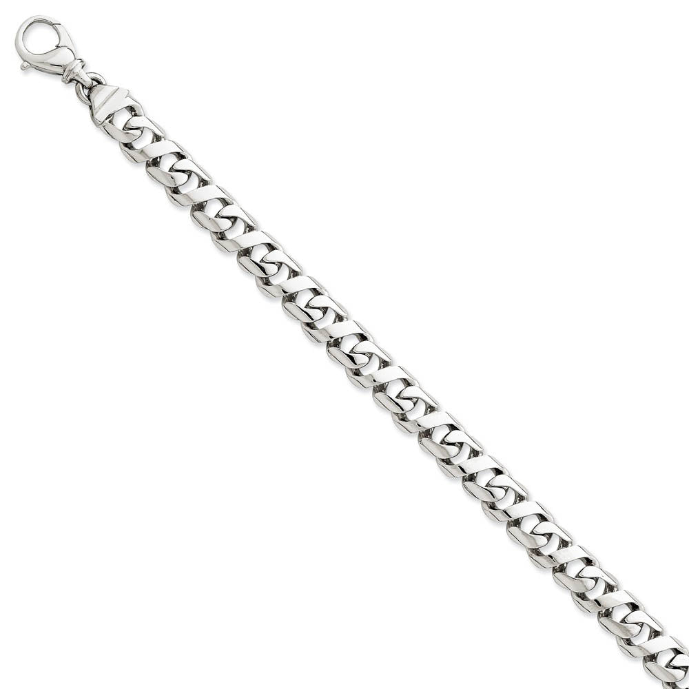 Mens 8.75mm 14k White Gold Polished Figure 8 Link Bracelet, 8.75 Inch, Item B13042 by The Black Bow Jewelry Co.