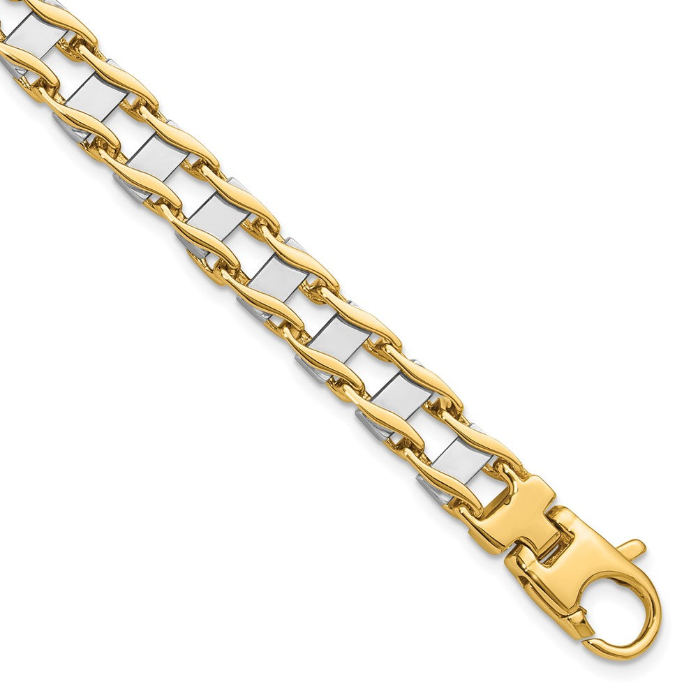 Men&#39;s 7.95mm Polished 14k Two Tone Gold Fancy Link Bracelet, 8.5 Inch, Item B13055 by The Black Bow Jewelry Co.