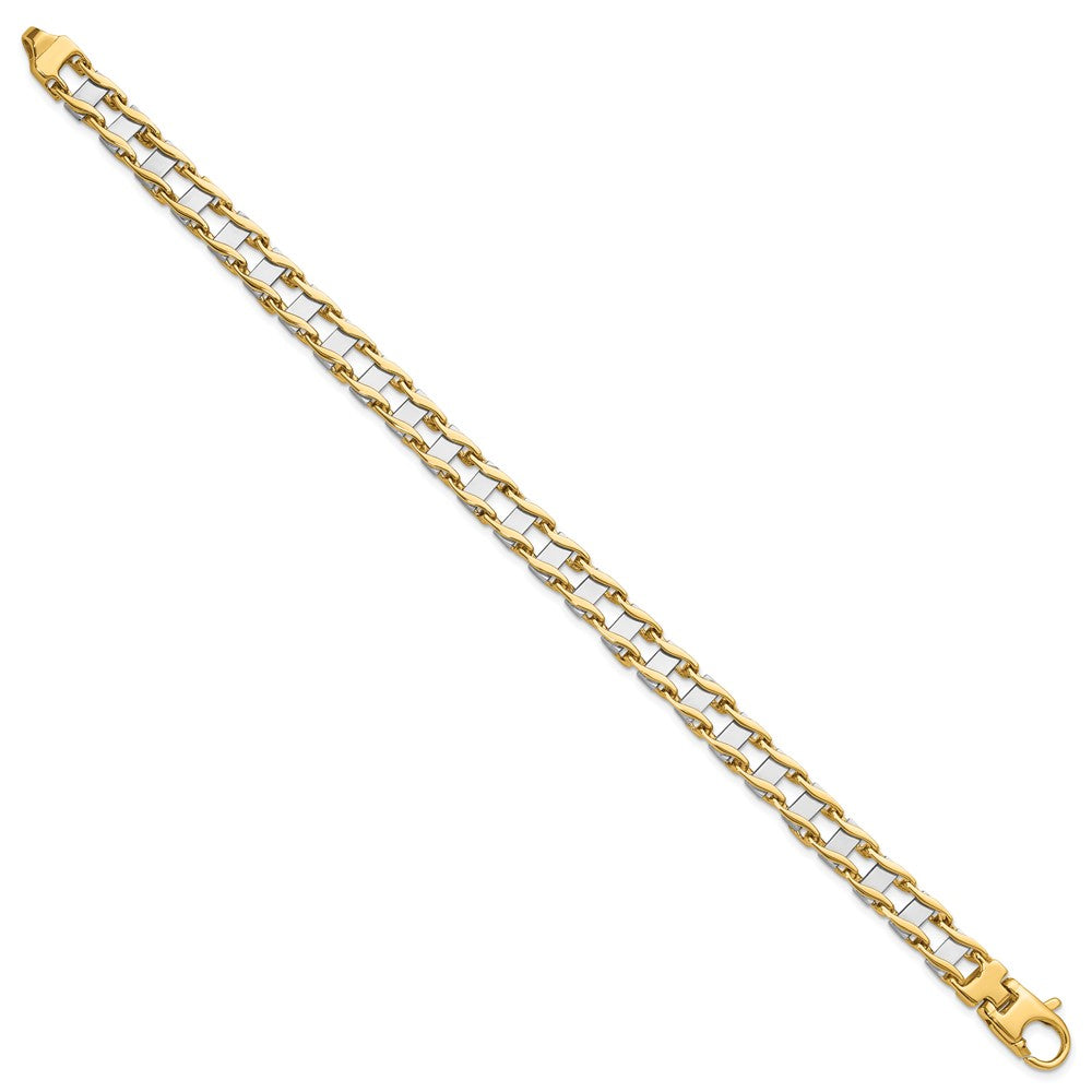 Alternate view of the Men&#39;s 7.95mm Polished 14k Two Tone Gold Fancy Link Bracelet, 8.5 Inch by The Black Bow Jewelry Co.