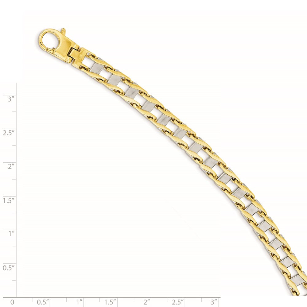 Alternate view of the Men&#39;s 7.95mm Polished 14k Two Tone Gold Fancy Link Bracelet, 8.5 Inch by The Black Bow Jewelry Co.