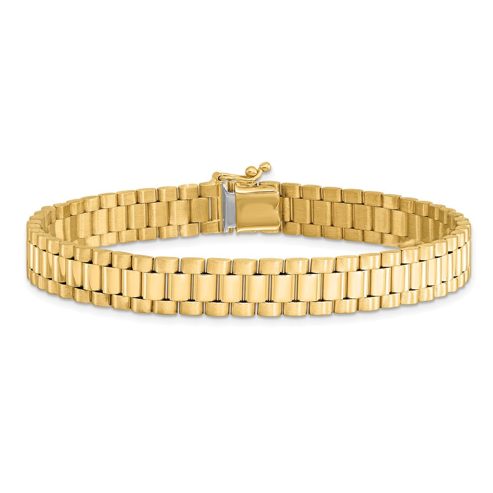 Alternate view of the Men&#39;s 14k Yellow Gold 8mm Polished &amp; Satin Panther Link Bracelet, 8 In by The Black Bow Jewelry Co.