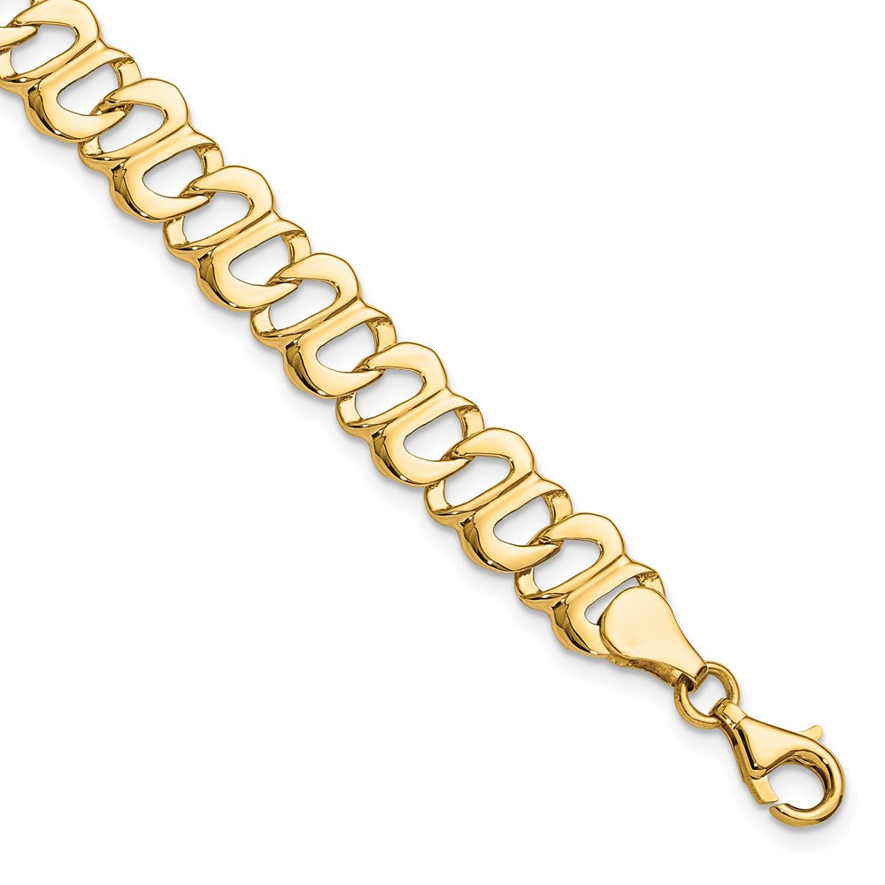 8mm 14k Yellow Gold Polished and Textured Link Bracelet, 8.75 Inch, Item B13061 by The Black Bow Jewelry Co.