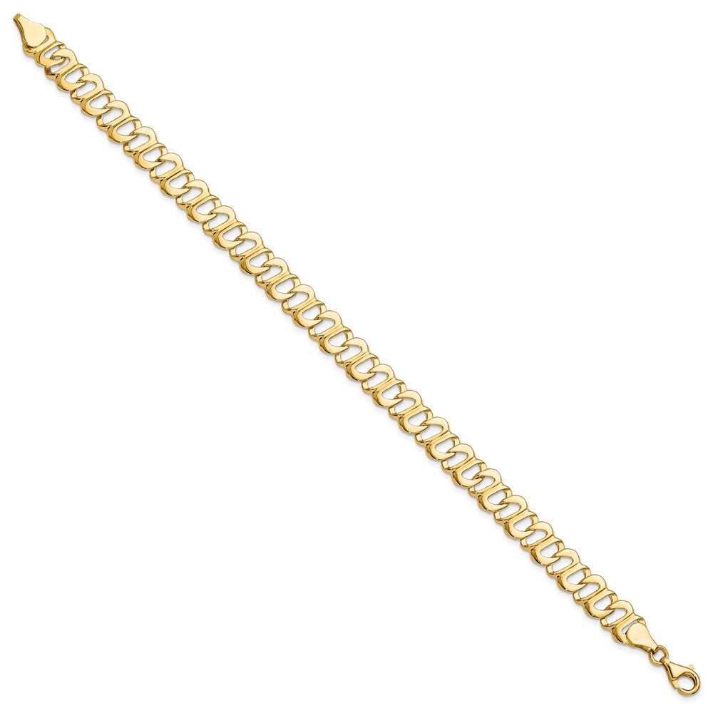 Alternate view of the 8mm 14k Yellow Gold Polished and Textured Link Bracelet, 8.75 Inch by The Black Bow Jewelry Co.