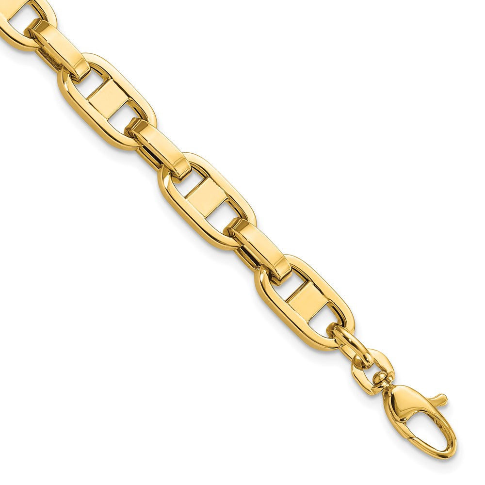 6mm 14k Yellow Gold Fancy Anchor Chain Bracelet, 8.75 Inch, Item B13062 by The Black Bow Jewelry Co.