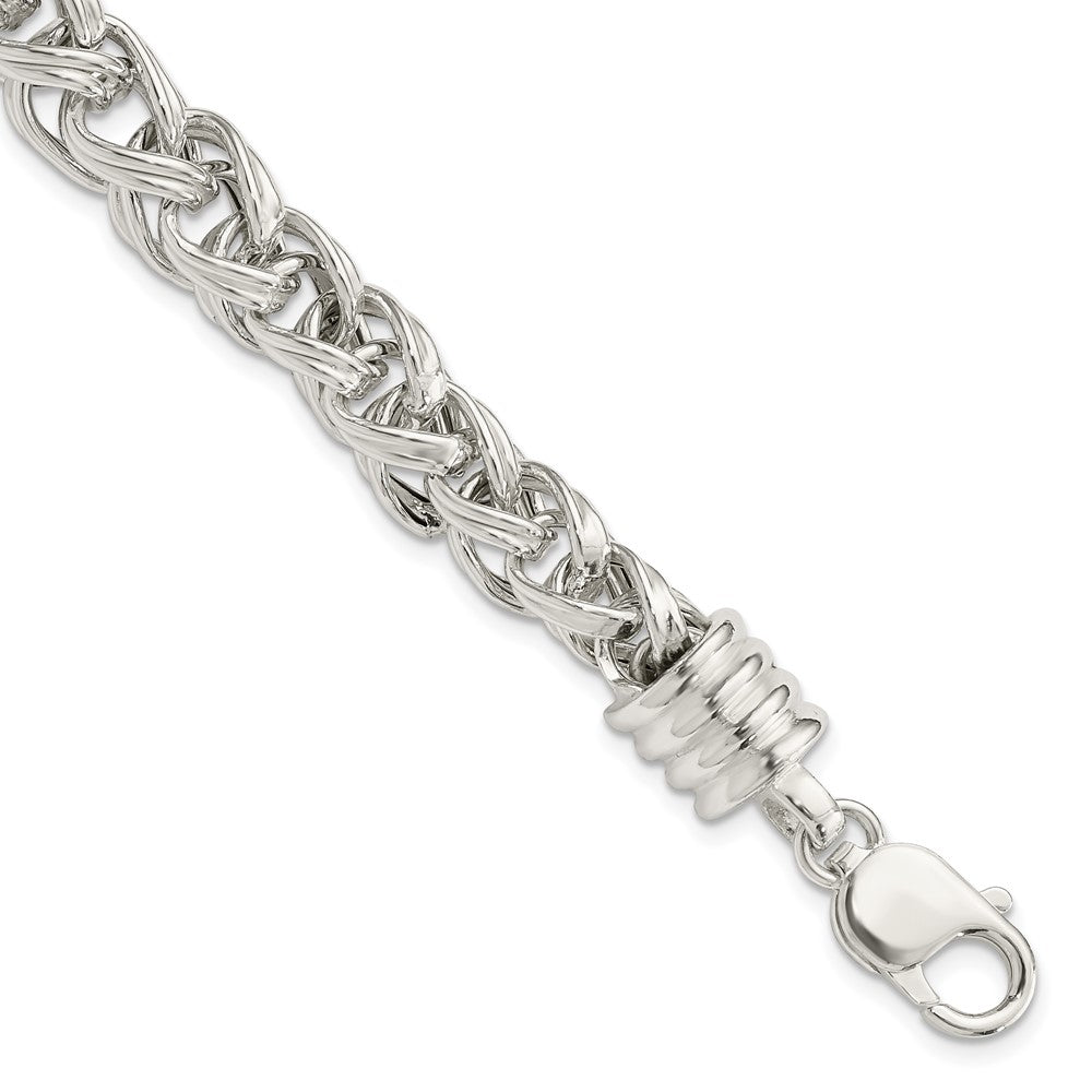 9mm Sterling Silver Fancy Spiga Chain Bracelet, 7.75 Inch, Item B13063 by The Black Bow Jewelry Co.