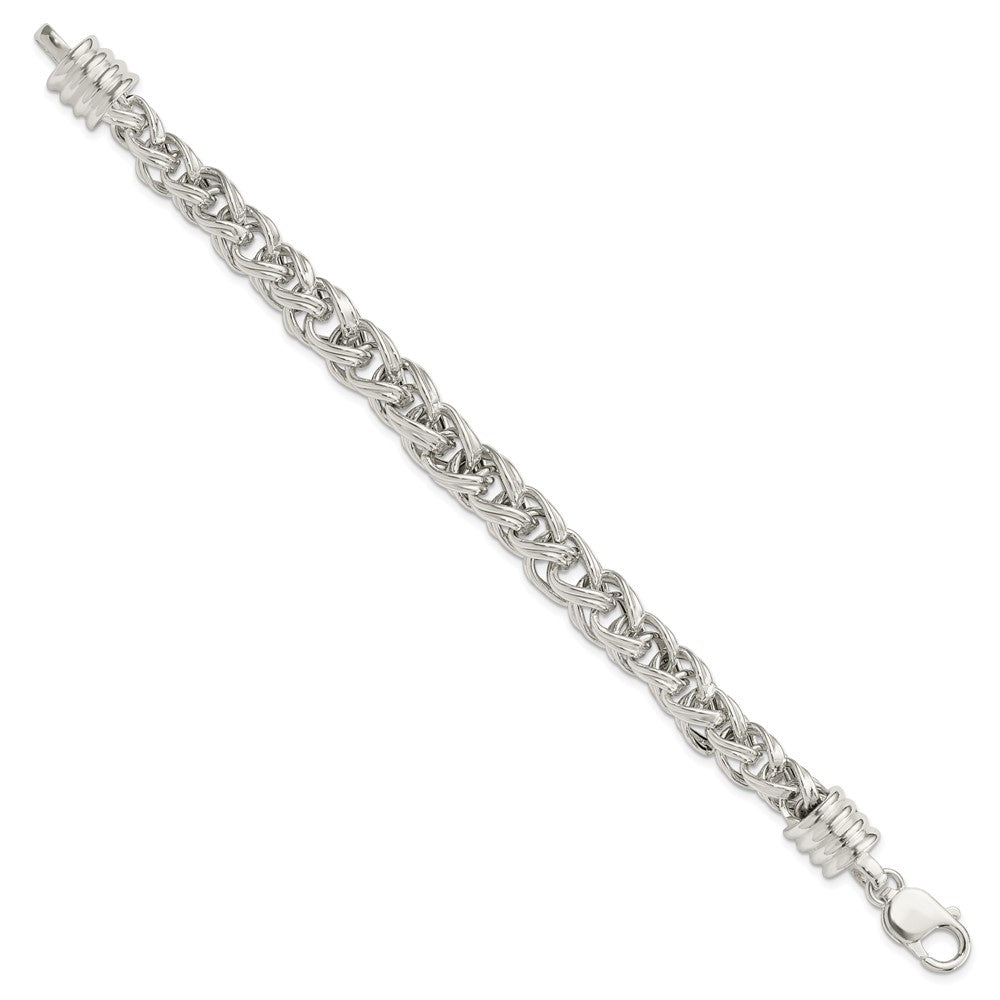 Alternate view of the 9mm Sterling Silver Fancy Spiga Chain Bracelet, 7.75 Inch by The Black Bow Jewelry Co.
