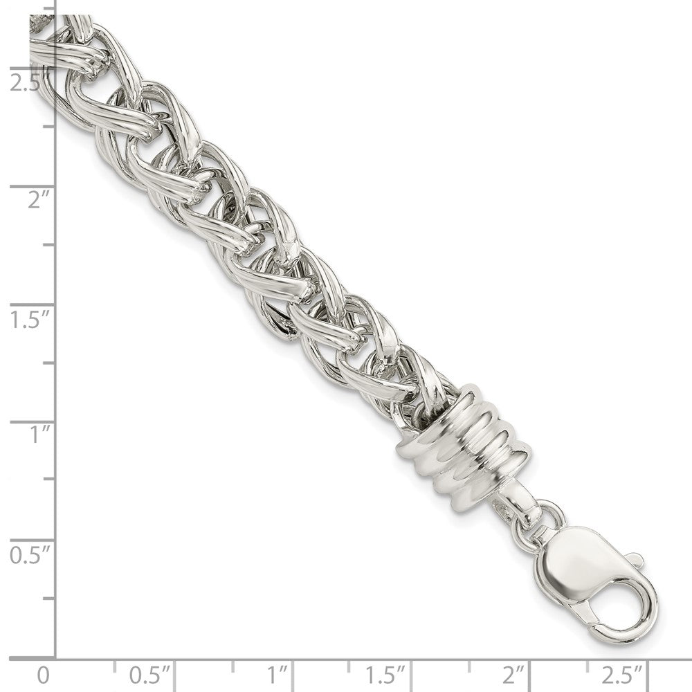 Alternate view of the 9mm Sterling Silver Fancy Spiga Chain Bracelet, 7.75 Inch by The Black Bow Jewelry Co.