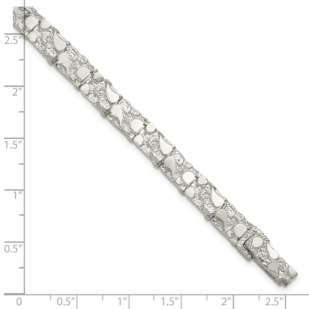 Alternate view of the 7mm Sterling Silver Nugget Link Bracelet, 7 Inch by The Black Bow Jewelry Co.