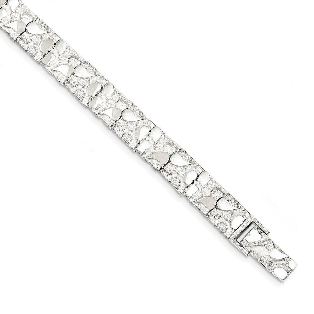 Alternate view of the 9mm Sterling Silver Nugget Link Bracelet, 7 Inch by The Black Bow Jewelry Co.