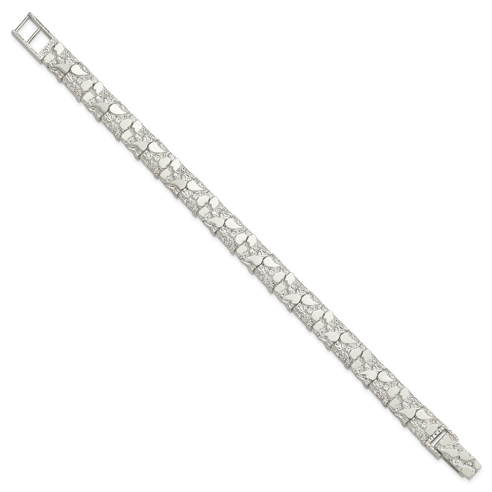 Alternate view of the 9mm Sterling Silver Nugget Link Bracelet, 8 Inch by The Black Bow Jewelry Co.