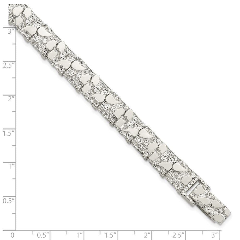 Alternate view of the 9mm Sterling Silver Nugget Link Bracelet, 8 Inch by The Black Bow Jewelry Co.