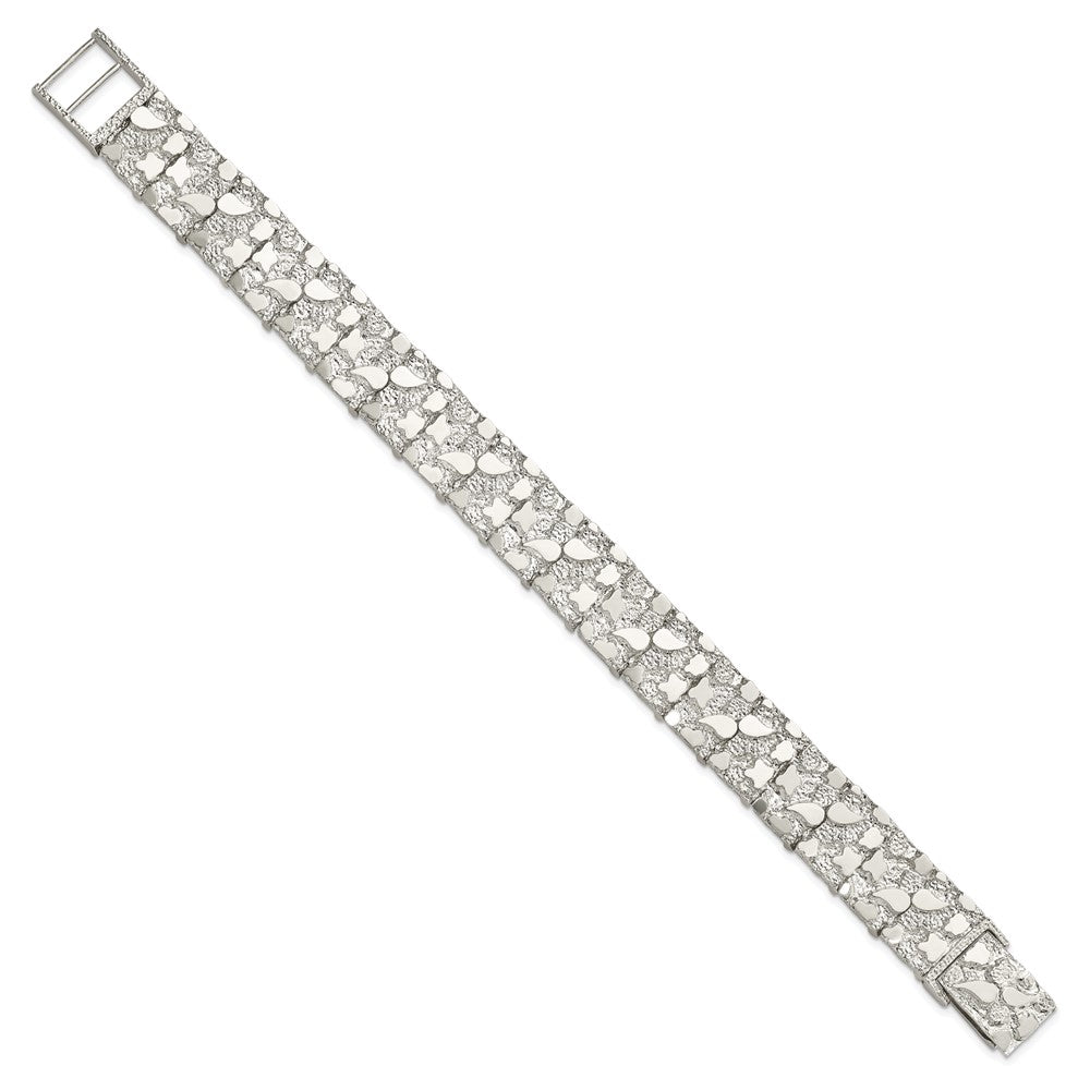 Alternate view of the 15mm Sterling Silver Nugget Link Bracelet, 8.5 Inch by The Black Bow Jewelry Co.