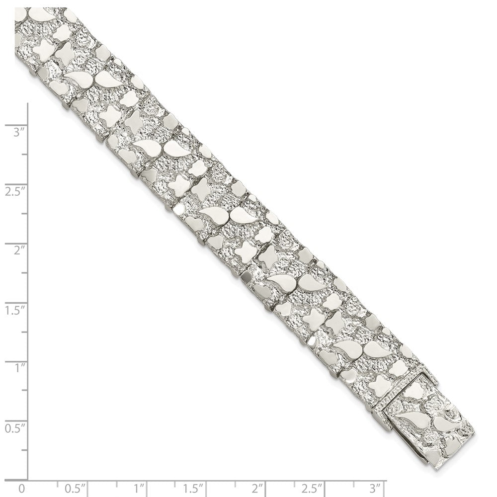 Alternate view of the 15mm Sterling Silver Nugget Link Bracelet, 8.5 Inch by The Black Bow Jewelry Co.