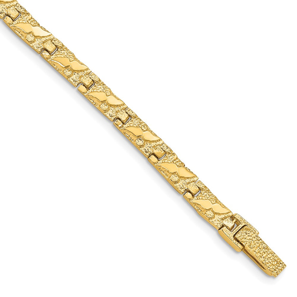 5mm 14k Yellow Gold Nugget Link Bracelet, 7 Inch, Item B13081 by The Black Bow Jewelry Co.