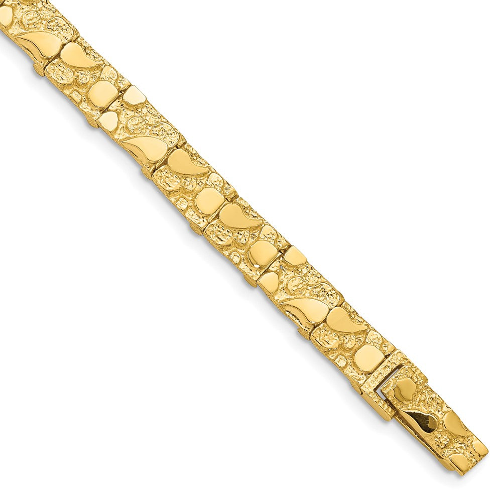 7mm 14k Yellow Gold Nugget Link Bracelet, 7 Inch, Item B13083 by The Black Bow Jewelry Co.