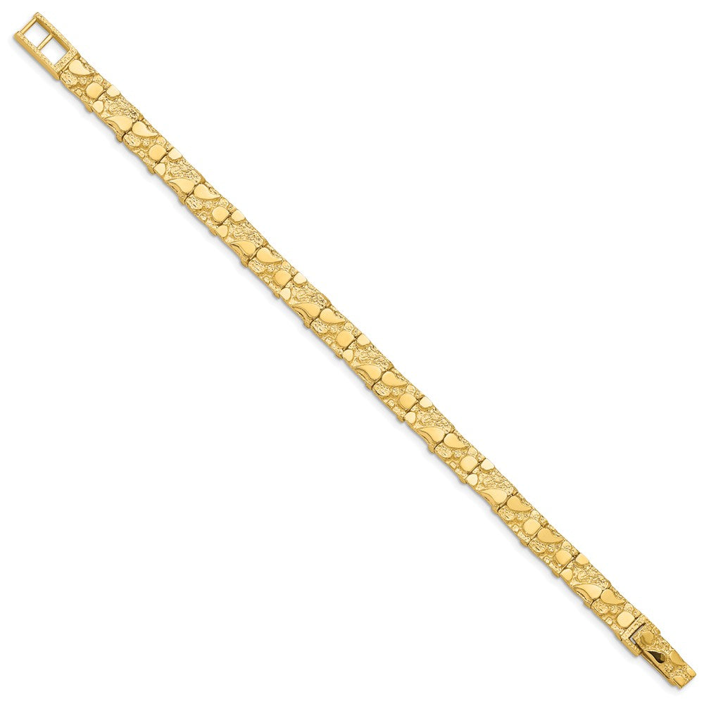 Alternate view of the 7mm 14k Yellow Gold Nugget Link Bracelet, 7 Inch by The Black Bow Jewelry Co.