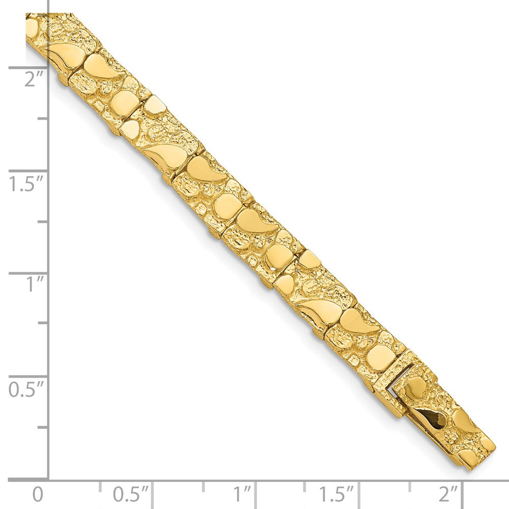Alternate view of the 7mm 14k Yellow Gold Nugget Link Bracelet, 8 Inch by The Black Bow Jewelry Co.