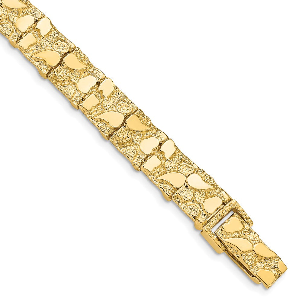 9.5mm 14k Yellow Gold Nugget Link Bracelet, 7 Inch, Item B13085 by The Black Bow Jewelry Co.