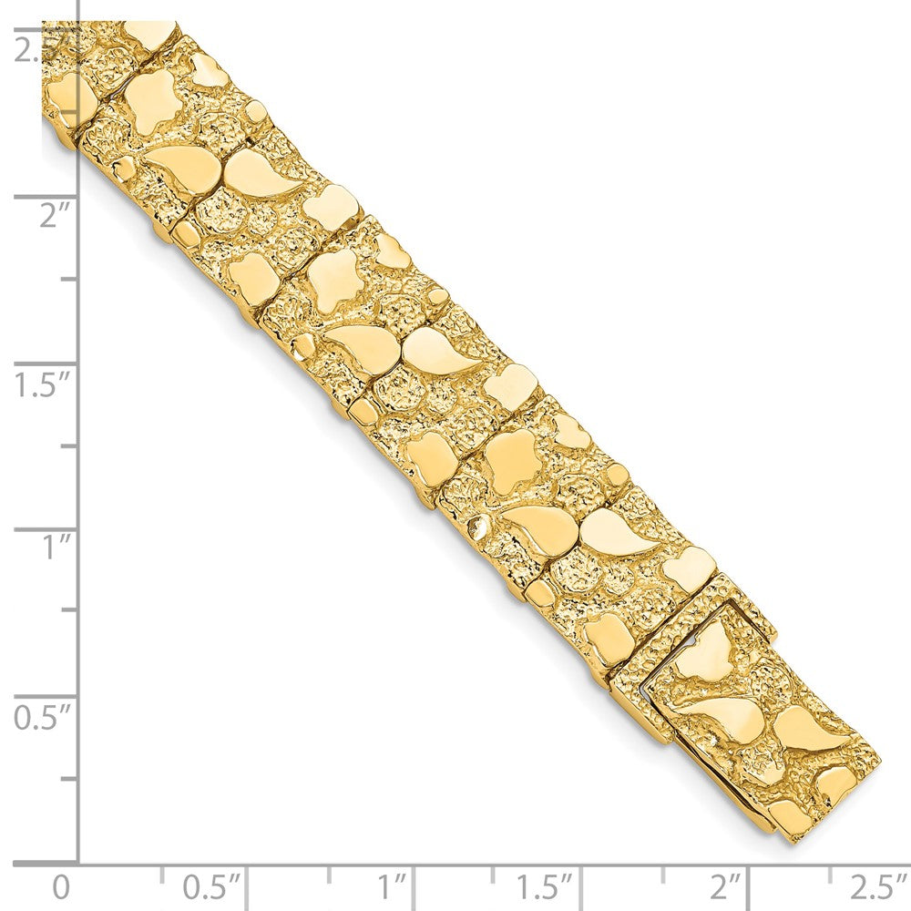 Alternate view of the 12.5mm 14k Yellow Gold Nugget Link Bracelet, 7 Inch by The Black Bow Jewelry Co.