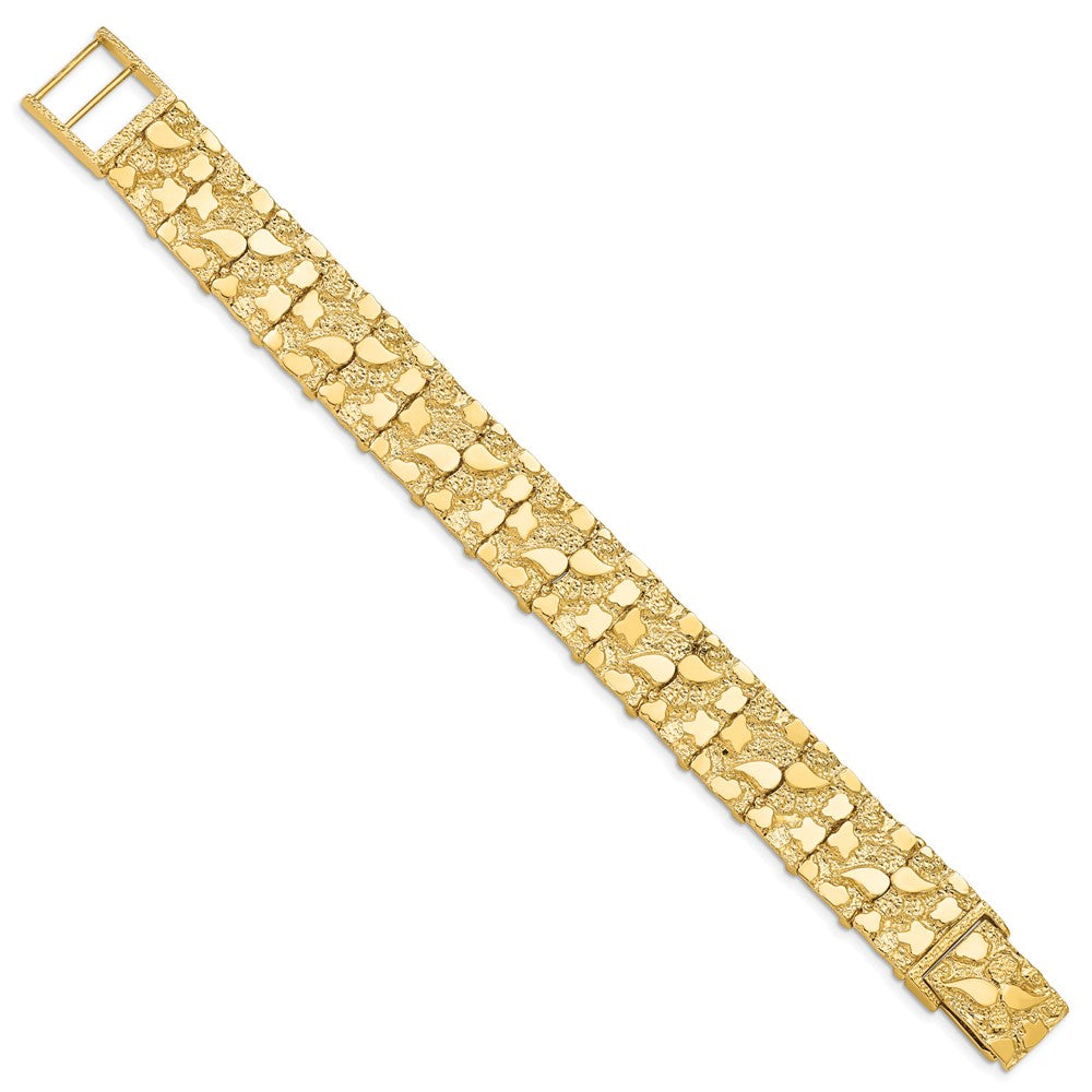 Alternate view of the 15mm 14k Yellow Gold Nugget Link Bracelet, 7 Inch by The Black Bow Jewelry Co.