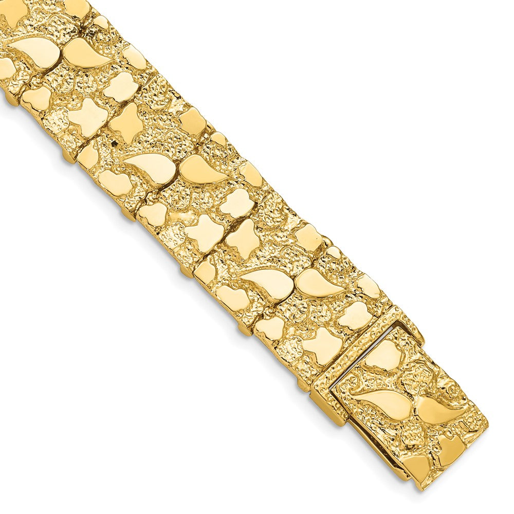 15mm 14k Yellow Gold Nugget Link Bracelet, 8 Inch, Item B13090 by The Black Bow Jewelry Co.