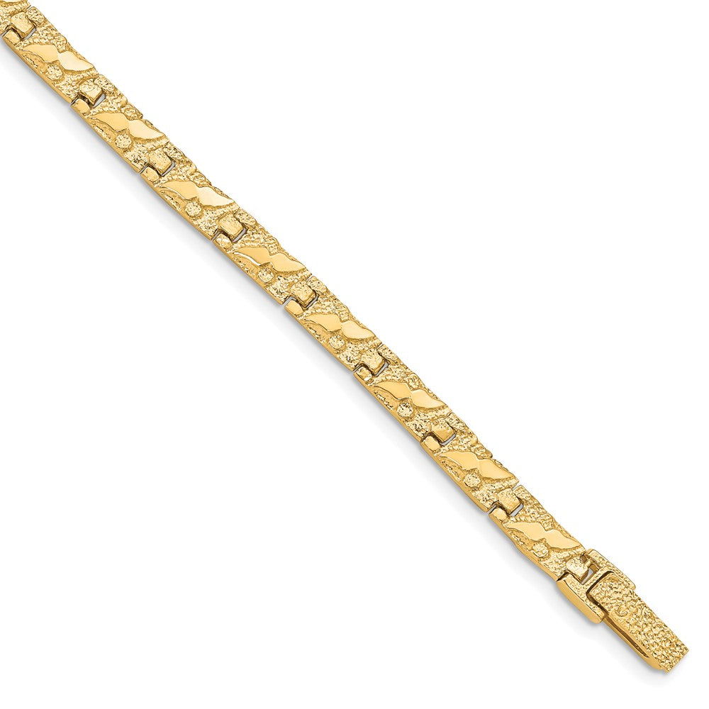 6mm 10k Yellow Gold Nugget Link Bracelet, 7 Inch, Item B13091 by The Black Bow Jewelry Co.